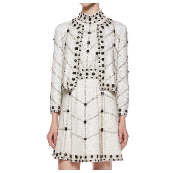 ALICE +OLIVIA Hollie Crystal Pearl Embellished Dress - Picture 4 of 15